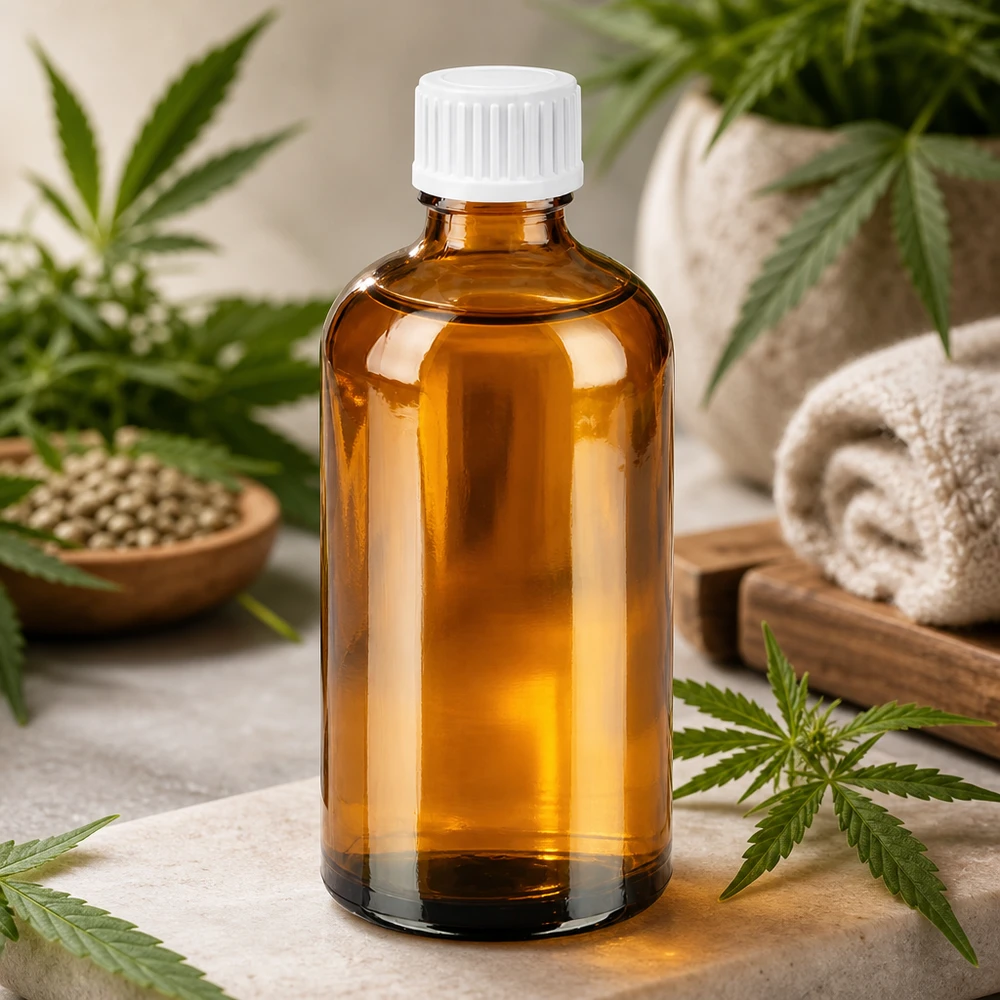 100 ml dråbeflaske 0,9 mm hvid STD BrownLine UT18/100 100 ml glasflaske med UT18-gevind og hvid dråbehætte til sikker opbevaring