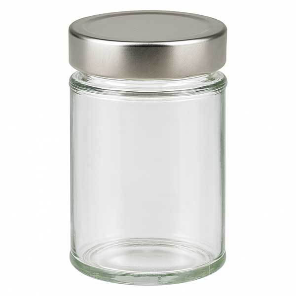 202 ml rund krukke + BasicSeal-låg sølvfarvet dyb UNiTWIST