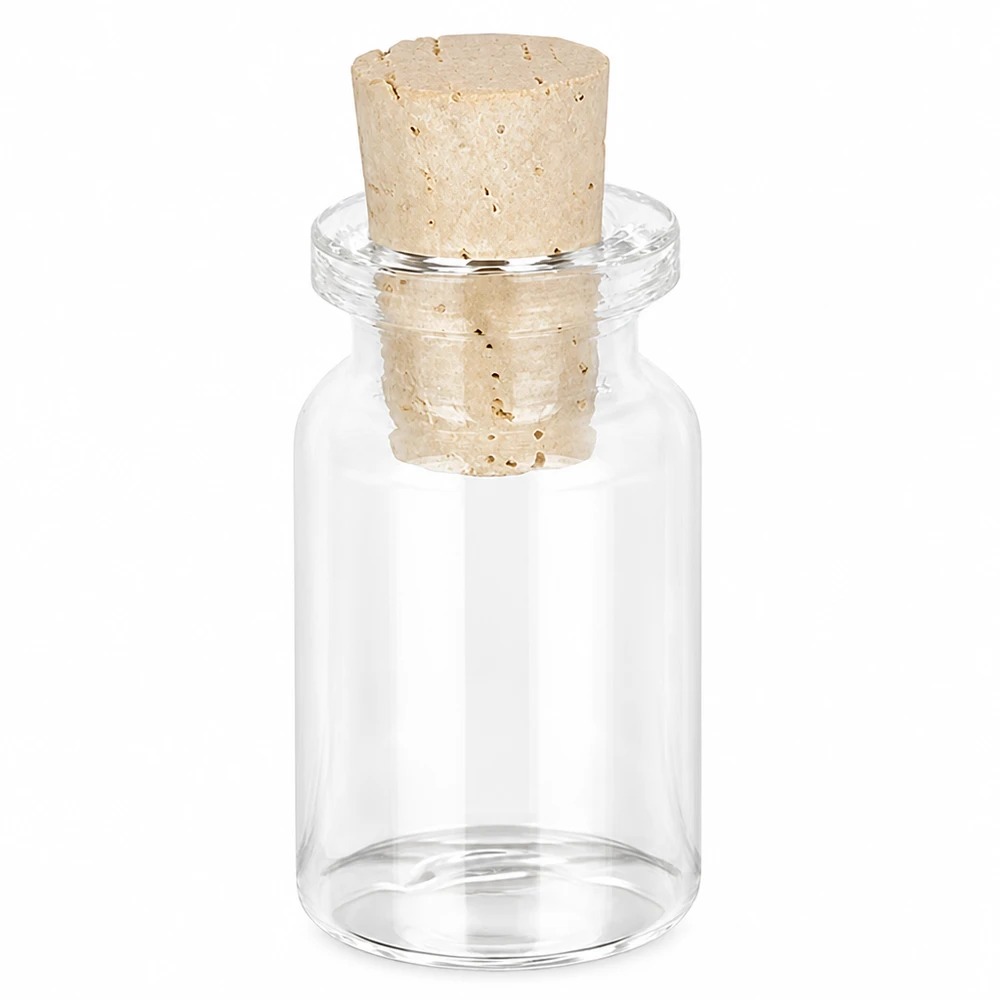 Klar glasflaske 5ml med kork 11/14mm Durchsichtige Glasflasche 5ml mit hellem Naturkorkverschluss für Schmuck und Bastelprojekte