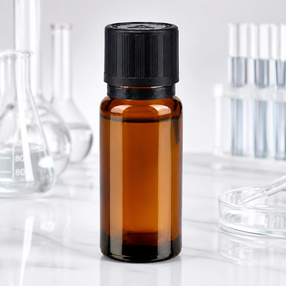 Apotfl. brun 10ml dryp v. Pr. 1mm s. KiSi Bliw OV Ravfarvet 10 ml glasflaske med sort børnesikret låg i laboratoriemiljøet