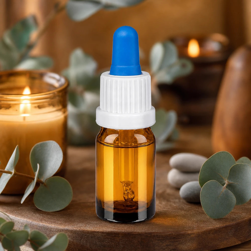 5 ml pipetteflaske hvid/blå OV BrownLine UT18/5 BrownLine-pipetteflaske 5 ml i høj kvalitet med UV-beskyttelse takket være ravfarvet glas og sikker hætte