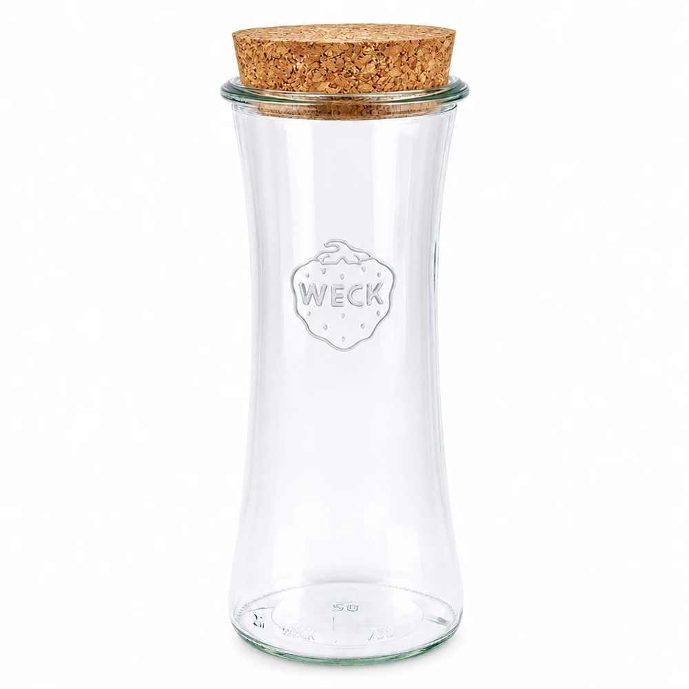 700 ml delikatesseglas WECK RR80 med kork natur WECK delikatesseglas 700 ml RR80 med naturkork-låg konservesglas opbevaringskrukke gennemsigtig