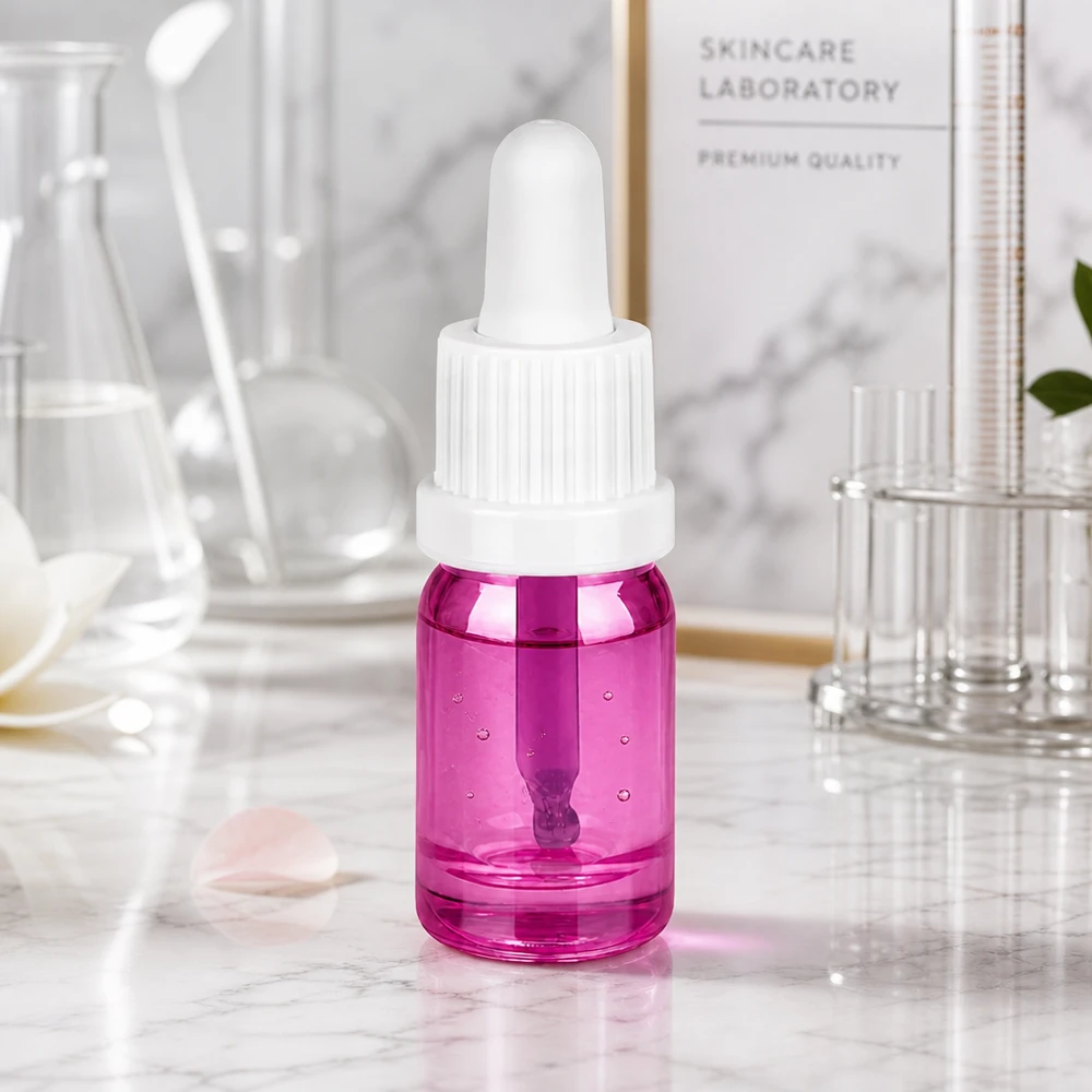 5 ml pipetteflaske hvid originalitet skruelåg PurpleLine UT18/5 5 ml glasflaske i høj kvalitet med dråbepipette fra PurpleLine-serien til laboratorier og hudpleje