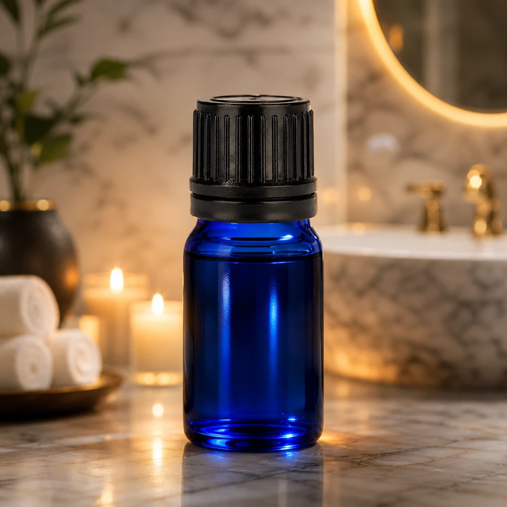5 ml flaske 11 mm SV sort OV BlueLine UT18/5 5 ml BlueLine-flaske med UV-beskyttelse takket være blåt glas og sikker sort hætte