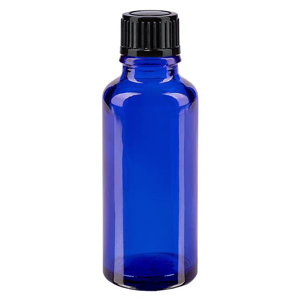 Apoteksflaske blå 30ml dryp v. 1mm sort pc Apoteksflaske blå 30ml dryp v. 1mm sort pc