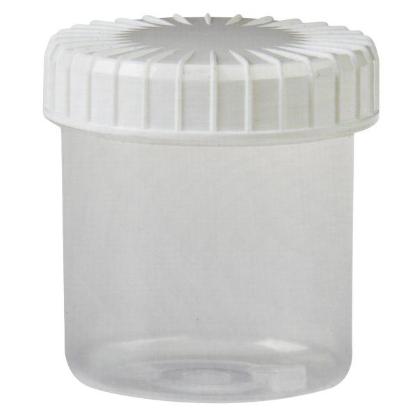 Transparent skruekrukke 75 ml med rillet vers.