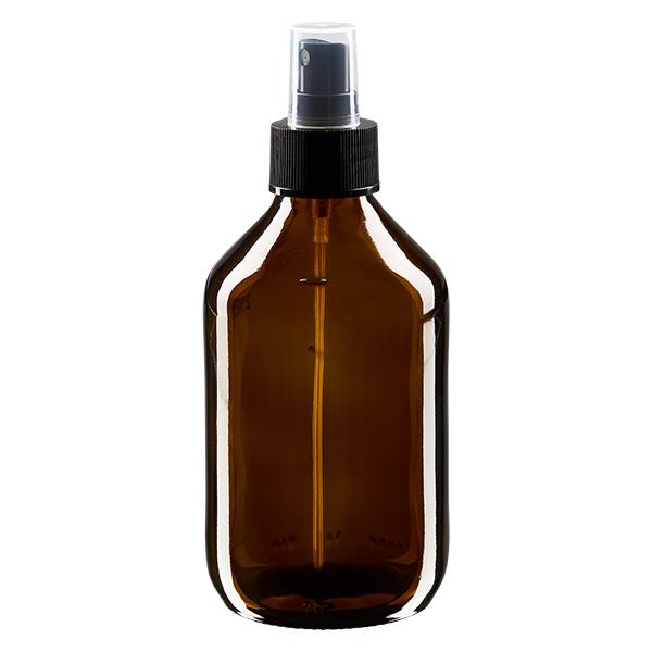 250 ml medicinflaske brun, med pumpesprøjte sort ApoGlas. Farmaceutisk kvalitet fra EU-produktion. 28 mm (PP28) gevind. (sirup, let glasflaske) 250 ml medicinflaske brun, med pumpesprøjte sort ApoGlas. Farmaceutisk kvalitet fra EU-produktion. 28 mm (PP28) gevind. (sirup, let glasflaske)