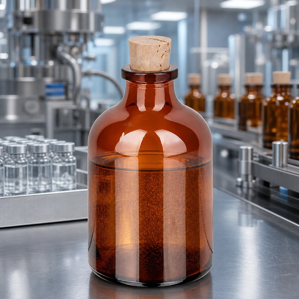 Flaske ravfarvet glas 50ml med kork 11/14mm Braunglasflasche mit Korkstopfen 50ml zur sicheren Aufbewahrung organischer Lösungsmittel