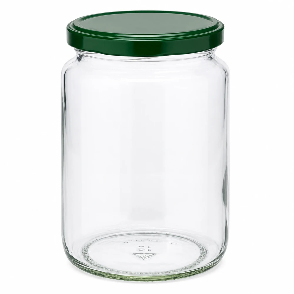 795 ml rund krukke + BasicSeal-låg grøn UNiTWIST 795 ml rund krukke med grønt BasicSeal-låg UNiTWIST - tom konserveringskrukke af klart glas til konservering