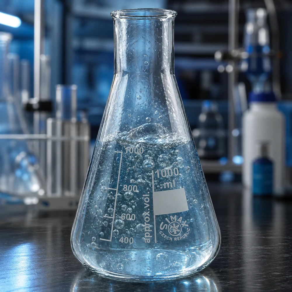 Erlenmeyer-kolbe 100 ml med bred hals Erlenmeyer-kolbe 100 ml med bred hals og milliliterskala til nøjagtig volumenbestemmelse