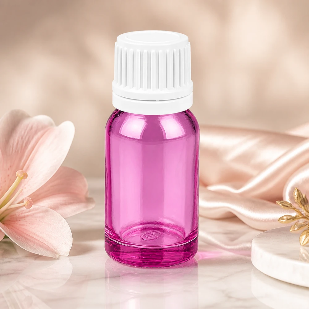 10ml flaske 11mm skruelåg hvid Originality skruelåg PurpleLine UT18/10 Kompakt 10 ml glasflaske i elegant violet med hvid hætte til skønhed og velvære