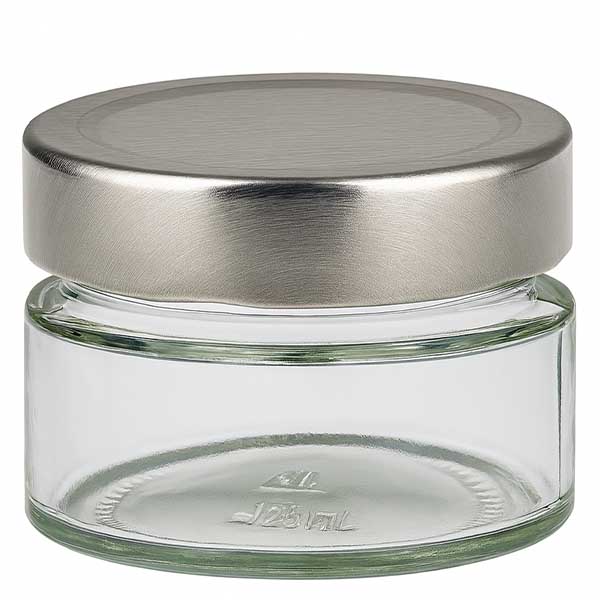 130 ml rund krukke med BasicSeal-låg sølv UNiTWIST