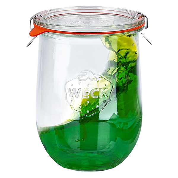 Sæt med 18 Weck-krukker 1062 ml tulipankrukker, 1 liter Briller Sæt med 18 Weck-krukker 1062 ml tulipankrukker, 1 liter Briller