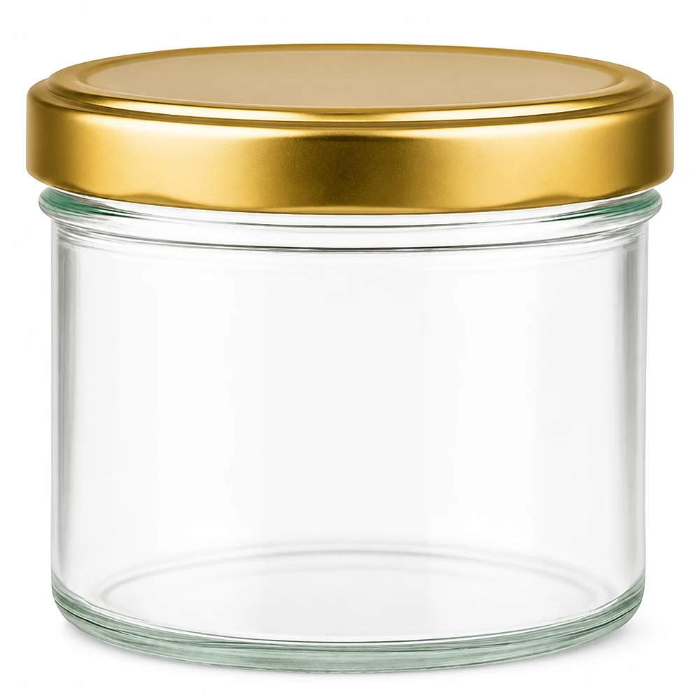 230 ml cylinderglas med BasicSeal-låg i guld UNiTWIST 230 ml cylindrisk krukke med guld BasicSeal-låg tom gennemsigtig konserveringskrukke opbevaringskrukke rund