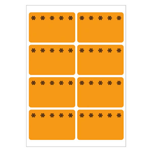 Frysetiketter orange (48 klistermærker) 26x40mm | 6 ark = 48 papirklistermærker Frysetiketter orange (48 klistermærker) 26x40mm | 6 ark = 48 papirklistermærker