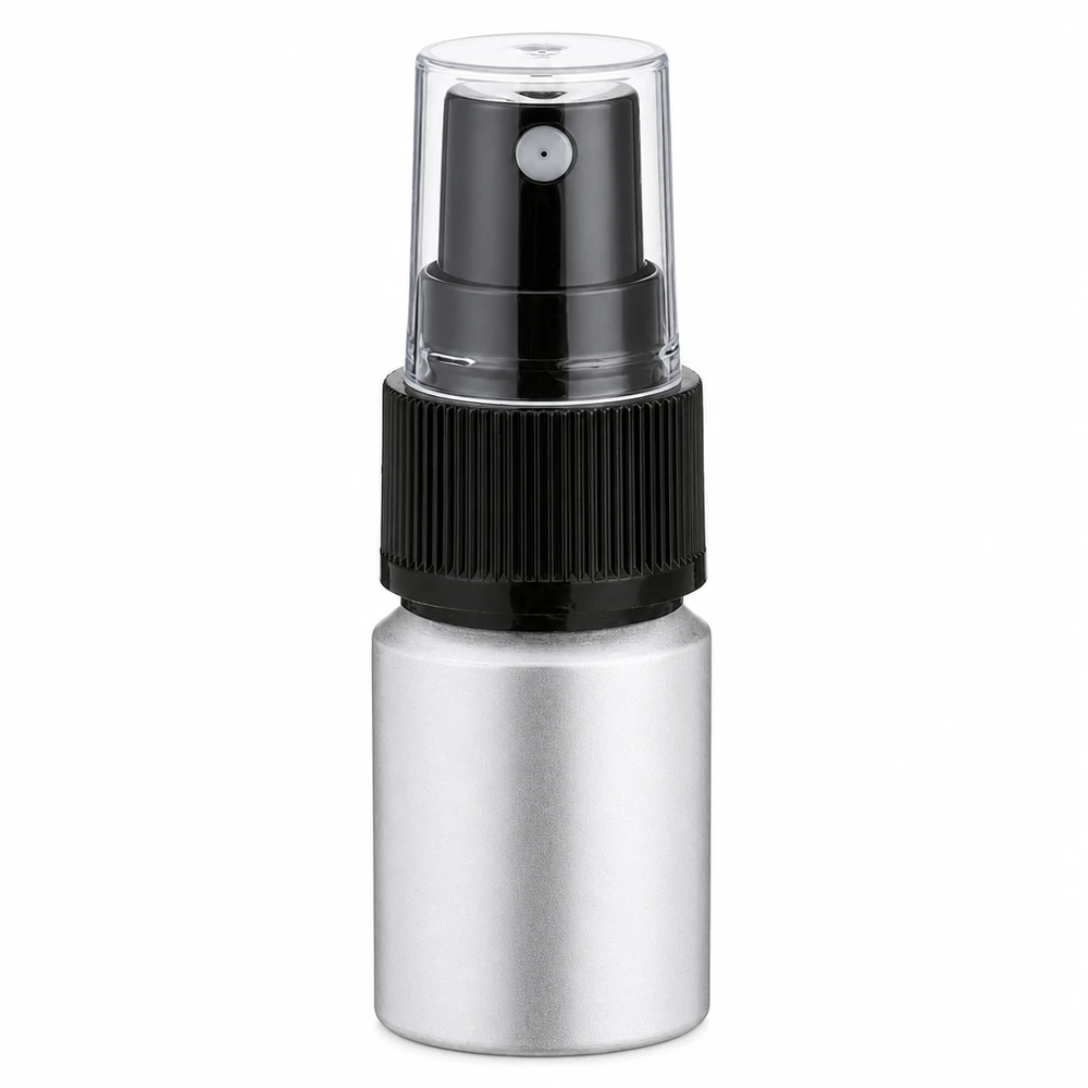 10 ml farvet aluminiumsflaske med forstøver 10 ml aluminiumsflaske med sort pumpesprøjte til parfume og kosmetik
