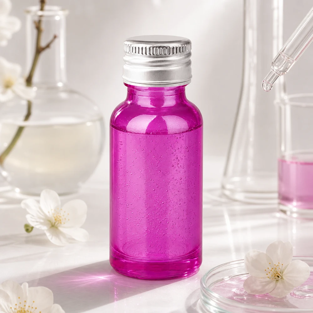 20 ml flaske 11 mm skruelåg aluminium-sølv standard PurpleLine.UT18/20 20 ml glasflaske med blank, lilla overflade og robust aluminiumshætte til laboratoriebrug