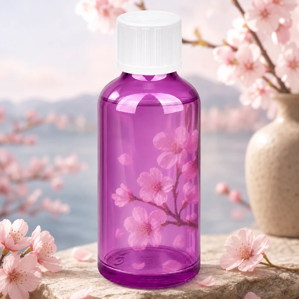 50 ml dråbeflaske 1,2 mm hvid Standard børnesikret PurpleLine.UT18/50 Lille 50 ml dråbeflaske i violet transparens med 1,2 mm åbning til aromaterapi.