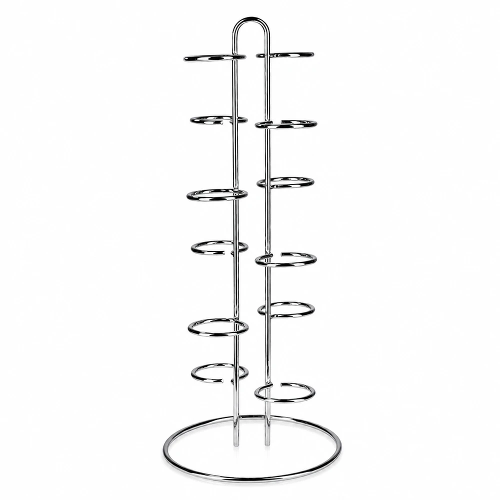 Serveringsstativ Vertico12 til 12 WECK Briller Vertico12 serveringsstativ i rustfrit stål til 12 WECK-bægre med spiralformede holdere på en rund fod