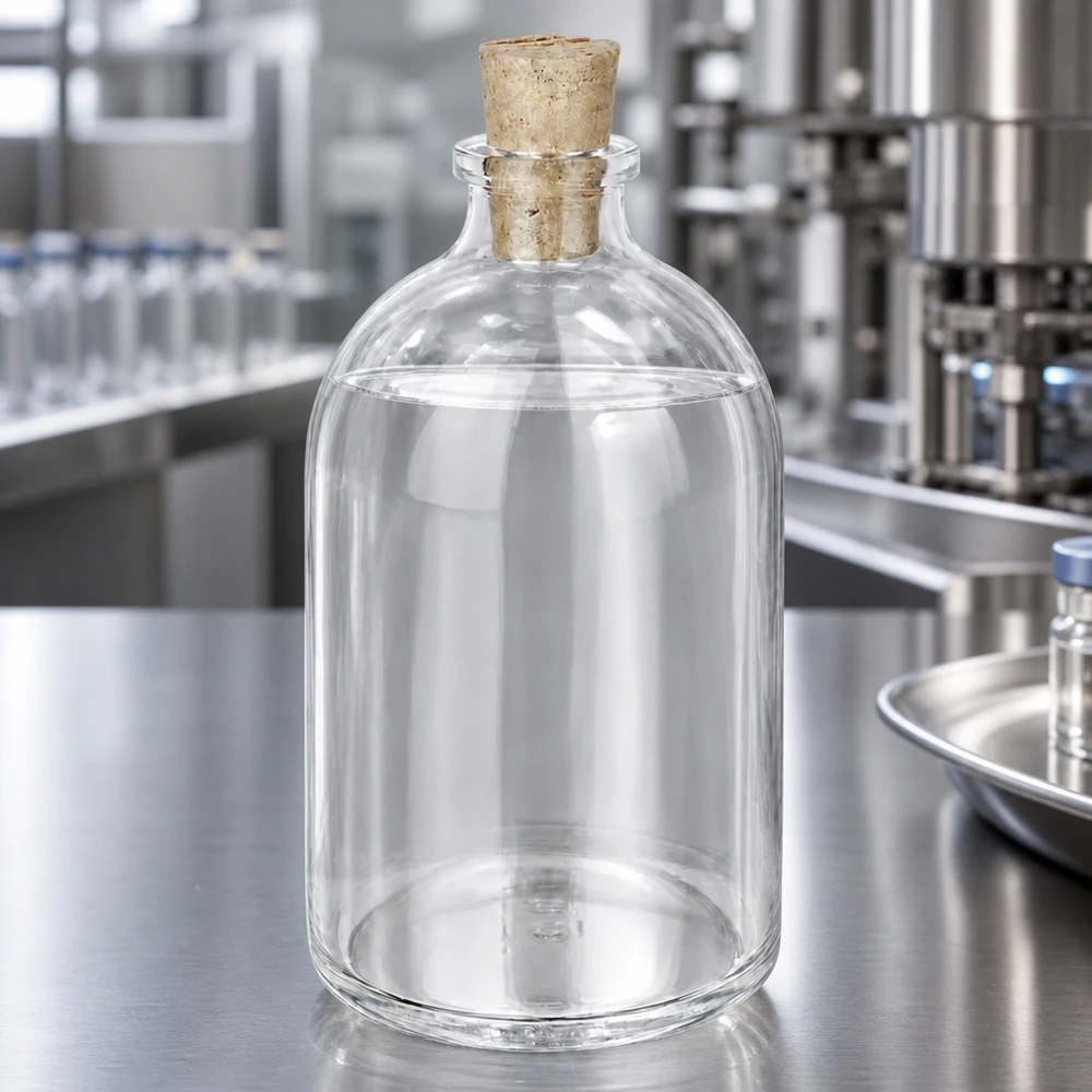 Flaske i klart glas 100 ml med kork 11/14 mm Zylindrische Flasche aus Klarglas 100ml Korken 11/14mm in Pharmaumgebung