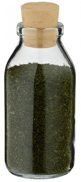 Idé til krydderikrukke: Rund 100 ml klar inkl. kork 22/26