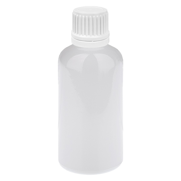 50 ml dråbeflaske 0,7 mm, hvid, originalitetslås WhiteLine UT18/50