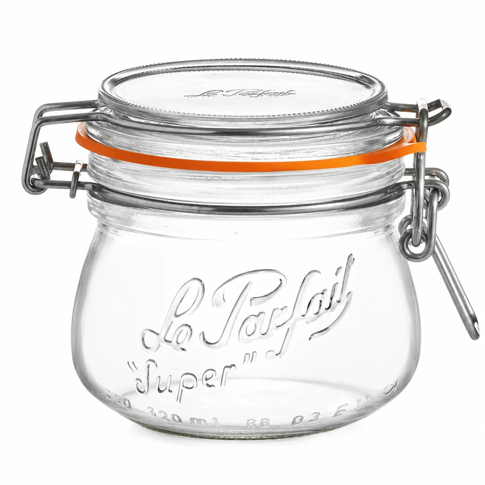Le Parfait® glas 250 ml Ø70 mm opbevaring 250 ml Le Parfait Super opbevaringskrukke med svingtop og gummipakning i klart glas til køkkenet