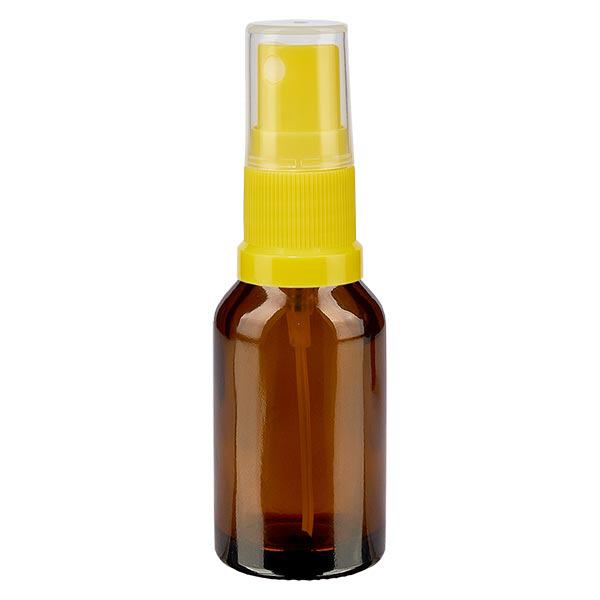 Apotekerflaske brun 15ml spraytilbehør gul Apotekerflaske brun 15ml spraytilbehør gul