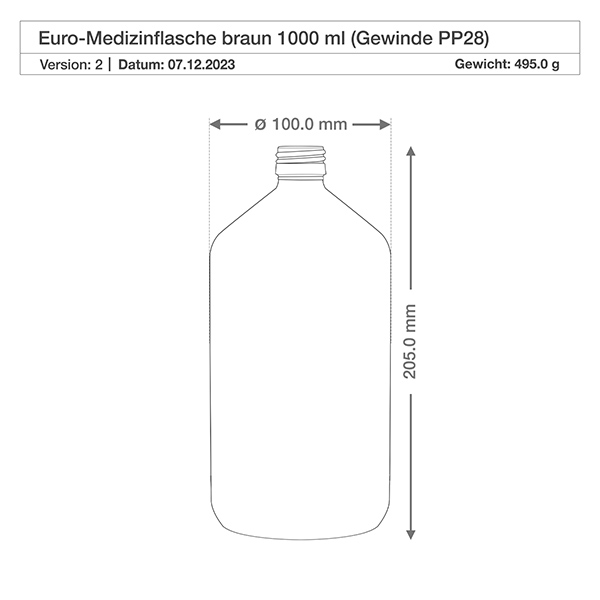 1000 ml medicinflaske brun, med flip top ApoGlas. Farmaceutisk kvalitet fra EU-produktion. 28 mm (PP28) gevind. (sirup, let glasflaske) 1000 ml medicinflaske brun, med flip top ApoGlas. Farmaceutisk kvalitet fra EU-produktion. 28 mm (PP28) gevind. (sirup, let glasflaske)