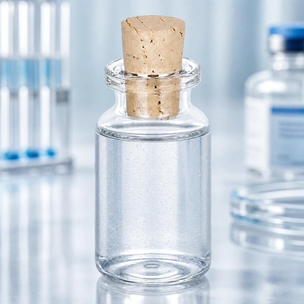 Klar glasflaske 10ml med kork 11/14mm Unverzierte Klarglas-Aufbewahrungsflasche 10ml mit Korken 11/14mm und klarer Flüssigkeit