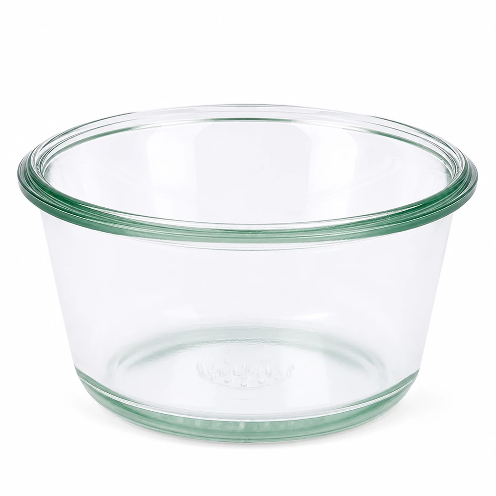 290 ml gourmetglas WECK RR100 WECK Gourmetkrukke 290ml RR100 rund konserveringskrukke i glas gennemsigtig tom på hvid baggrund