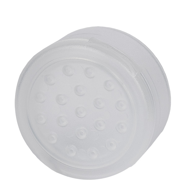Låg til salt-/krydderiglas med shakerindsats hvid - I alt 19 huller ø3,5 mm. Gevind 41 mm. Hængslet låg. PP.