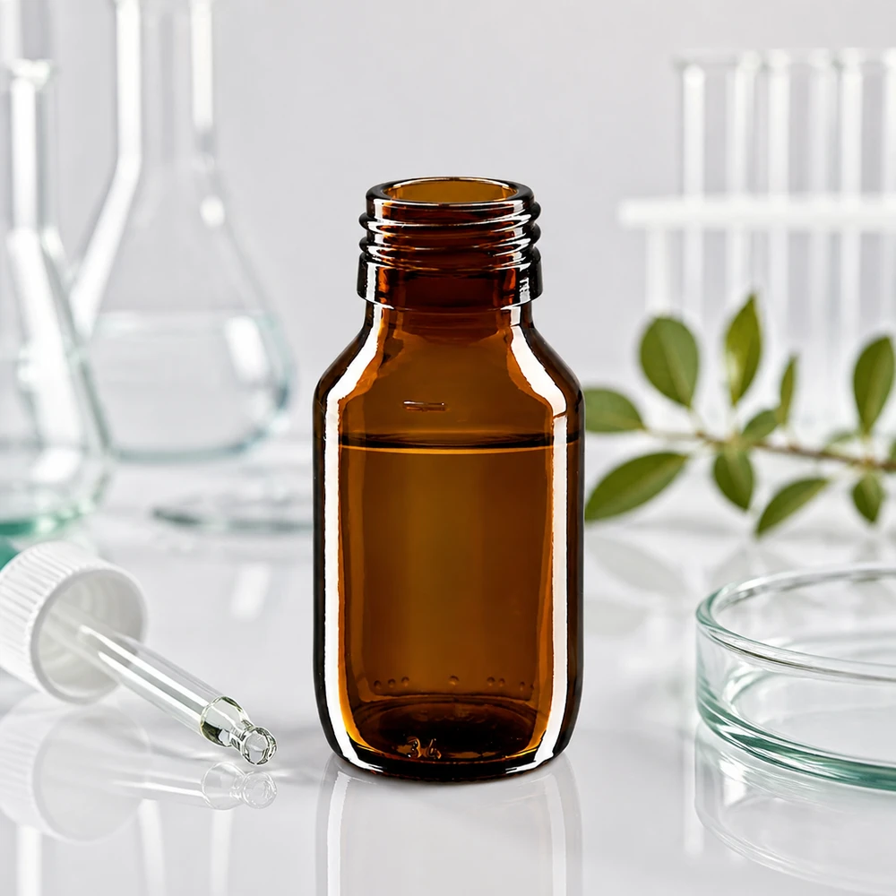 50 ml medicinflaske brun, uden hætte PP28 ApoGlas. Farmaceutisk kvalitet fra EU-produktion. 28 mm gevind. (sirup, let glasflaske) 50ml Medizinflasche braunglas wiederverwendbar für individuelle Dosierung PP28 Thread