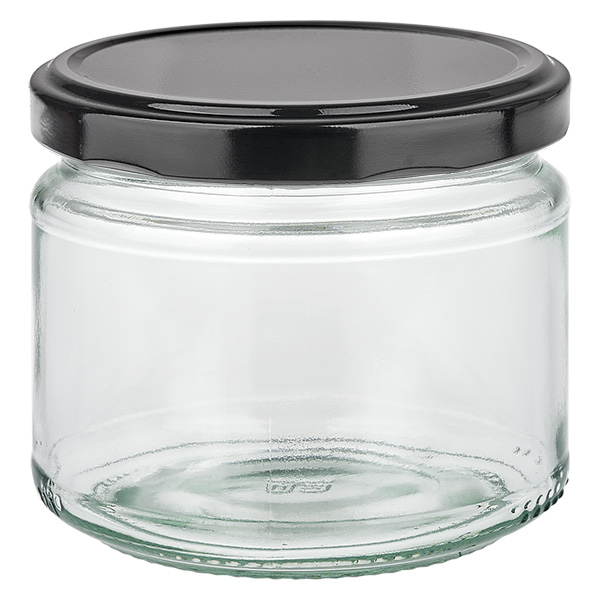 330 ml rund krukke med BasicSeal-låg sort UNiTWIST
