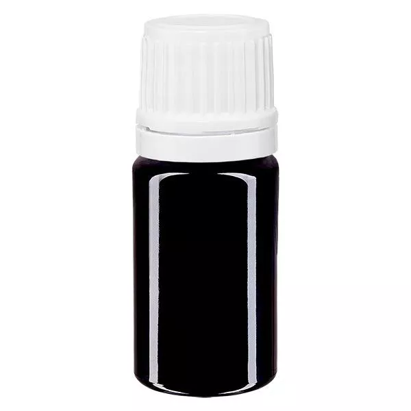 Apoteksflaske viol. 5ml skruelåg hvid OV Apoteksflaske viol. 5ml skruelåg hvid OV