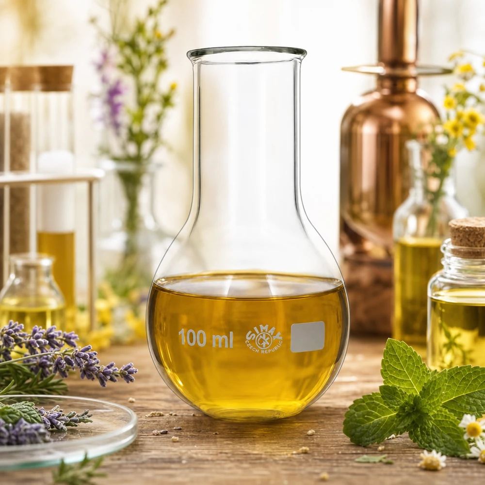 Kolbe med rund bund 100 ml bred hals 100 ml rundbundet kolbe med bred hals og graduering til præcis volumenbestemmelse i laboratoriet