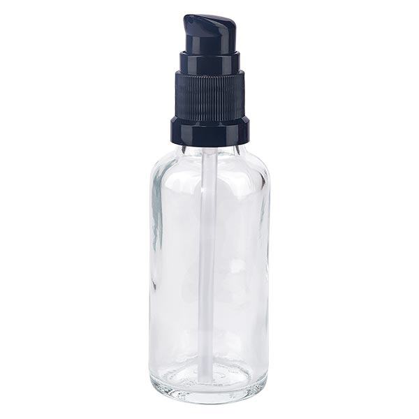 Apoteksflaske klar 30ml pumpehætte sort St Apoteksflaske klar 30ml pumpehætte sort St