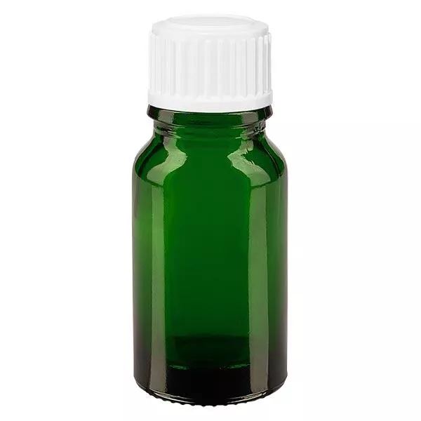 Apoteksflaske grøn 10ml dråbetæller hvid 0,8mm stk.