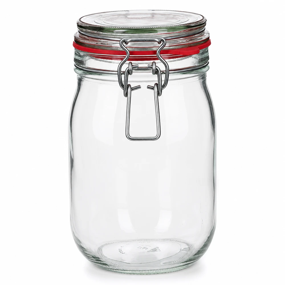1140 ml opbevaringsglas, type G, med bøjlelåg UN.. 1140 ml opbevaringskrukke med praktisk svingtop til køkkenet