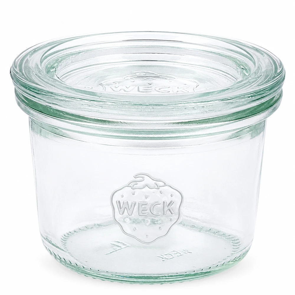 80 ml krukke med glaslåg WECK RR60 80 ml WECK RR60-bægre med gennemsigtigt glaslåg til konservering og opbevaring af mad.