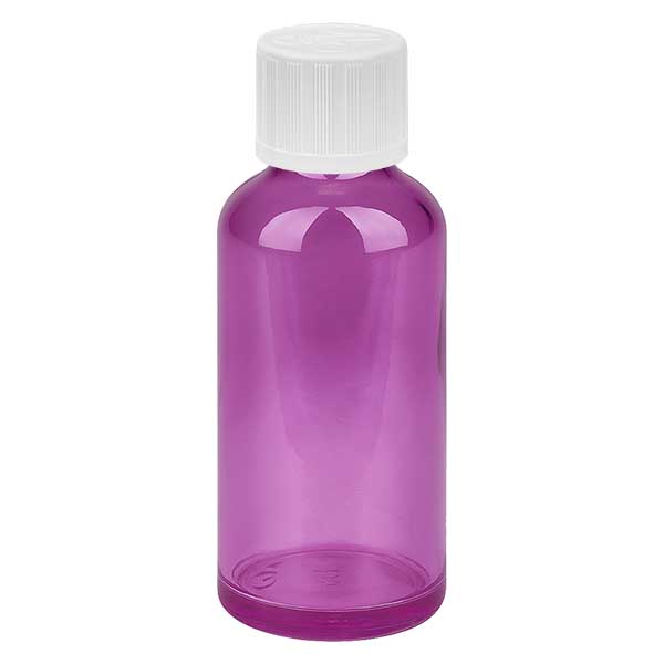 50 ml flaske 11 mm skruelåg hvid standard børnesikret PurpleLine UT18/50