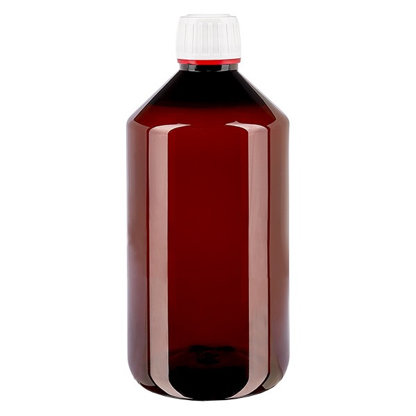 PET-flaske 750 ml med hvid/rød hætte OV PET-flaske 750 ml med hvid/rød hætte OV