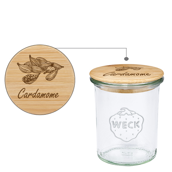 Træcover "Cardamome" med glas WECK 160ml