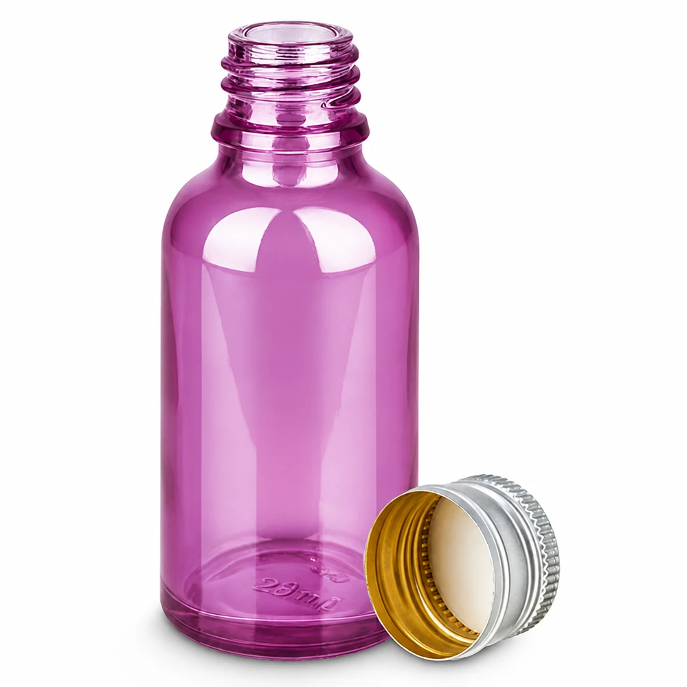 30 ml flaske 11 mm skruelåg aluminium-sølv standard PurpleLine.UT18/30 Lilla 30 ml dråbeflaske med aluminiumslåg til æteriske olier og kosmetik