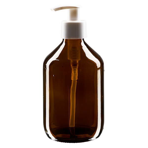 300 ml medicinflaske brun, med dispenserpumpe hvid ApoGlas. Farmaceutisk kvalitet fra EU-produktion. 28 mm (PP28) gevind. (sirup, let glasflaske) 300 ml medicinflaske brun, med dispenserpumpe hvid ApoGlas. Farmaceutisk kvalitet fra EU-produktion. 28 mm (PP28) gevind. (sirup, let glasflaske)