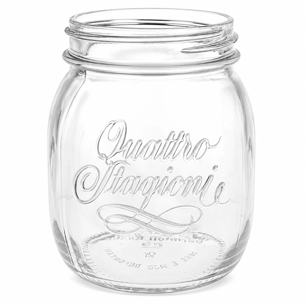 700 ml husholdningsglas "Quattro Stagioni" 700 ml Quattro Stagioni husholdningsglas med skruegevind, gennemsigtigt konserveringsglas til konservering og opbevaring