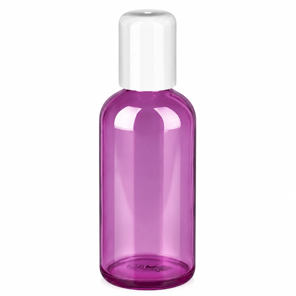 100 ml roll-on-flaske hvid standard PurpleLine UT18/100 100 ml roll-on-flaske i elegant lilla med hvid hætte til kosmetik og plejeprodukter