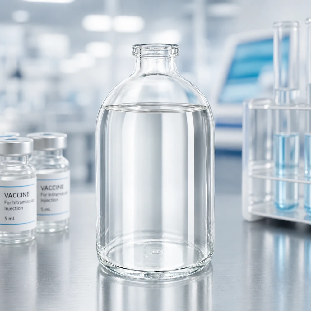 Injektionsflaske i klart glas 100 ml Laborgerechte Glasflasche 100ml für Injektionslösungen mit hoher chemischer Beständigkeit