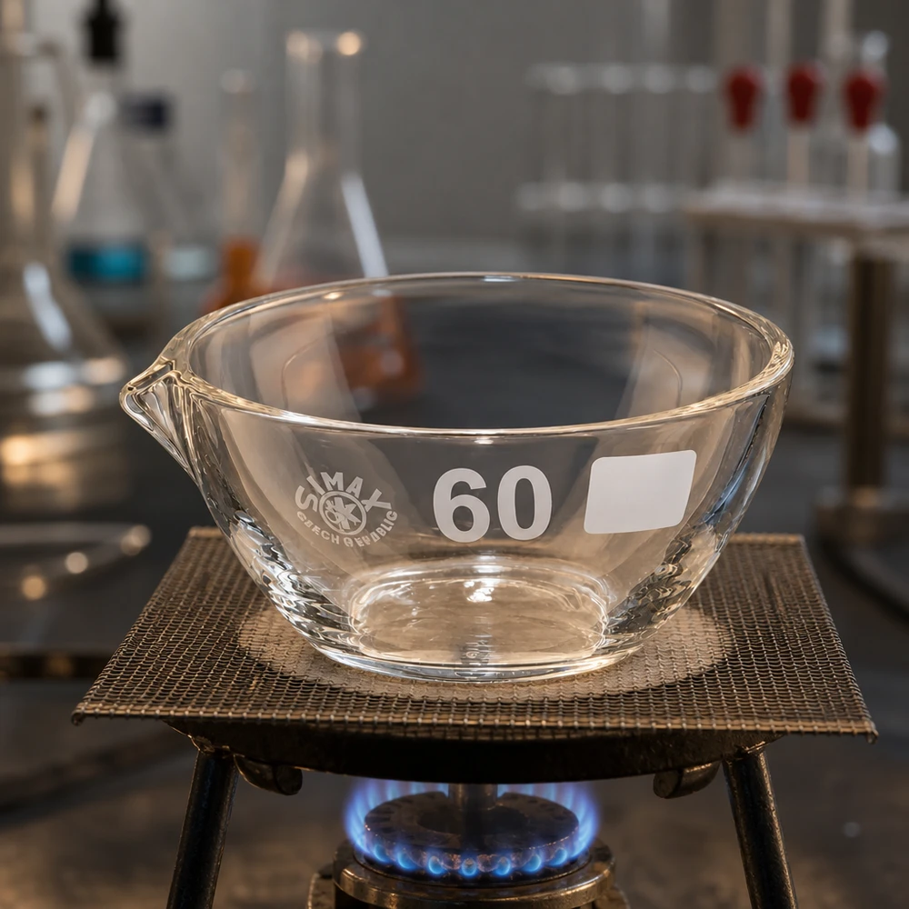 45 ml fordampningsskål med borosilikat-tud Professionel laboratorieskål 45 ml med ø60 mm tud lavet af borosilikat af høj kvalitet til forskning