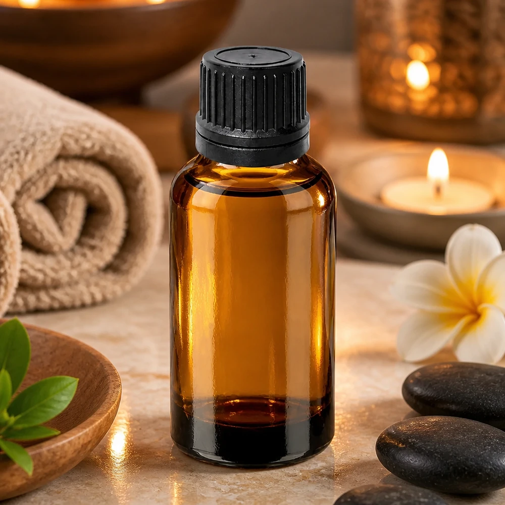 30 ml dråbeflaske 1 mm sort OV BrownLine UT18/30 30 ml dråbeflaske i høj kvalitet med UT18/30-gevind til professionel aromaterapi